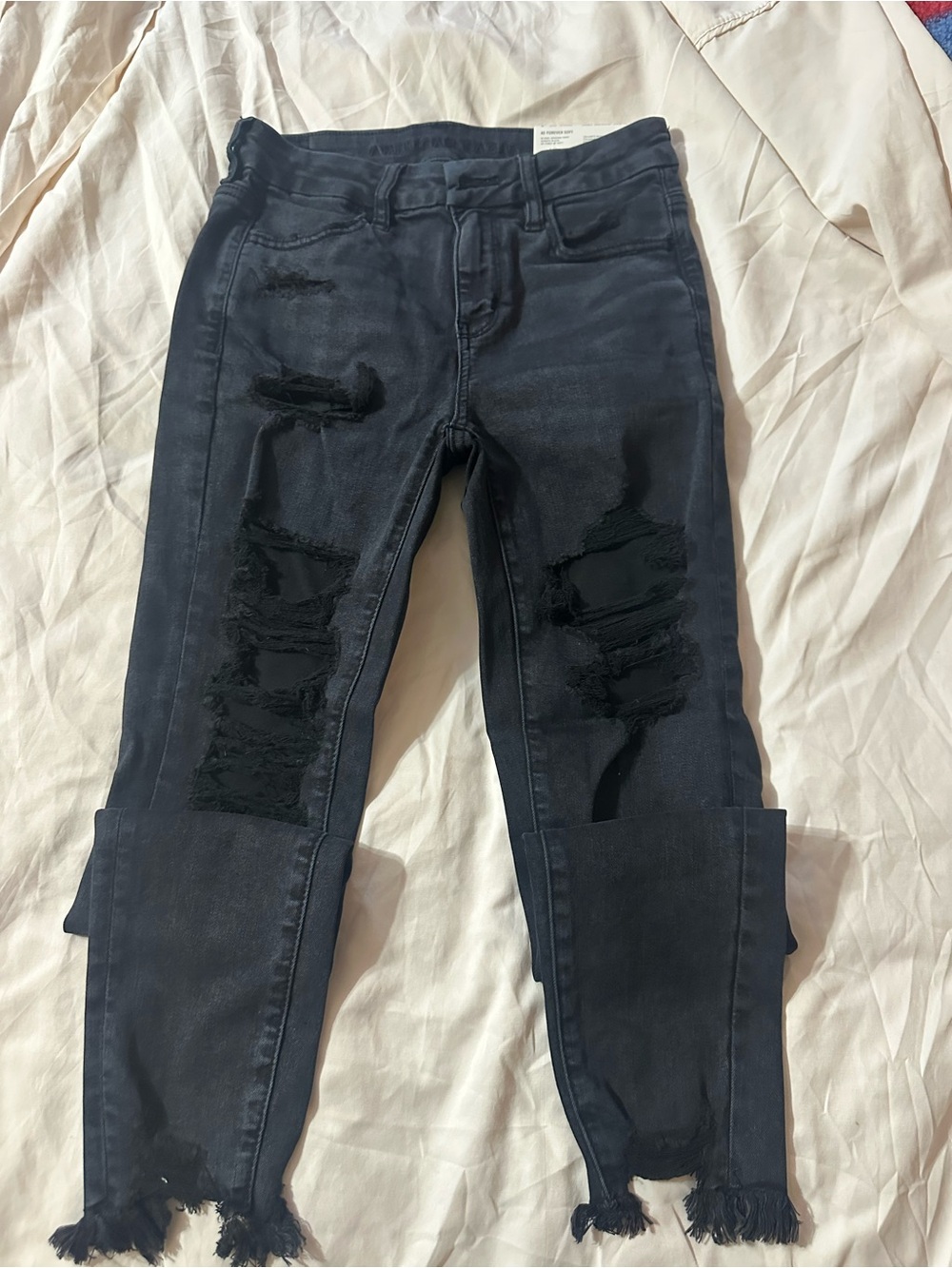 American Eagle Outfitters Black Distressed Jeggings